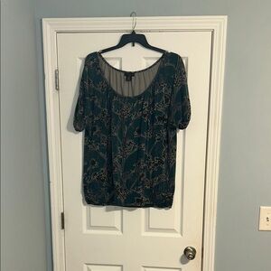 Apostrophe Teal Floral Blouse